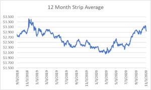 12 month strip for natural gas November 5 2020 report