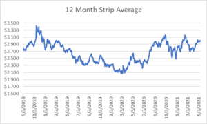 12 month strip for natural gas May 13 2021 report