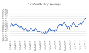 12 month strip for natural gas July 22 2021 report