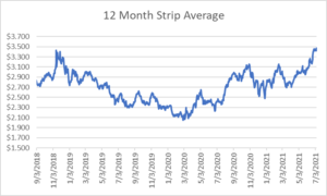 12 month strip for natural gas July 8 2021 report