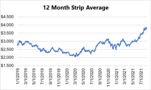 12 month strip for natural gas August 12 2021 report