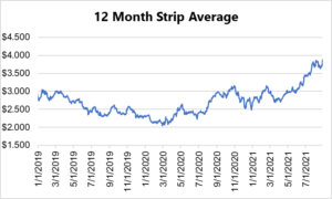 12 month strip for natural gas August 26 2021 report