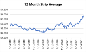 12 month strip for natural gas August 5 2021 report